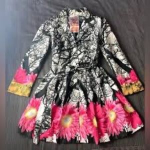 Desigual Multicolor Manteau Elizaveta Trench Floral Rain Coat Jacket  - Size 38
